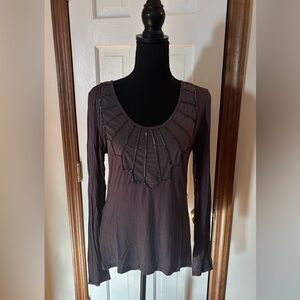 BKE Grey Long Sleeve Top with Beaded Detail